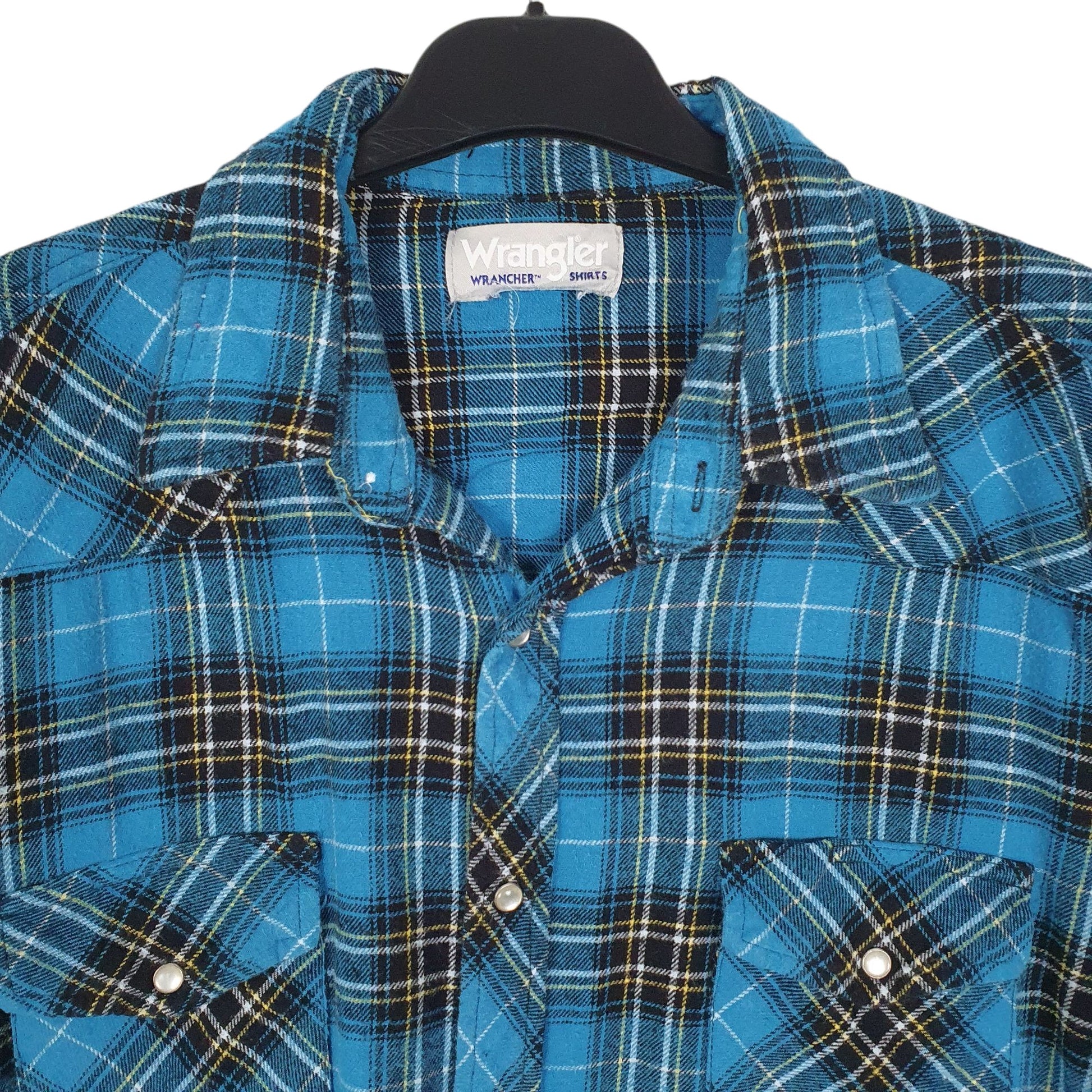 Mens Blue Wrangler Peael Snap Wrancher  Shirt