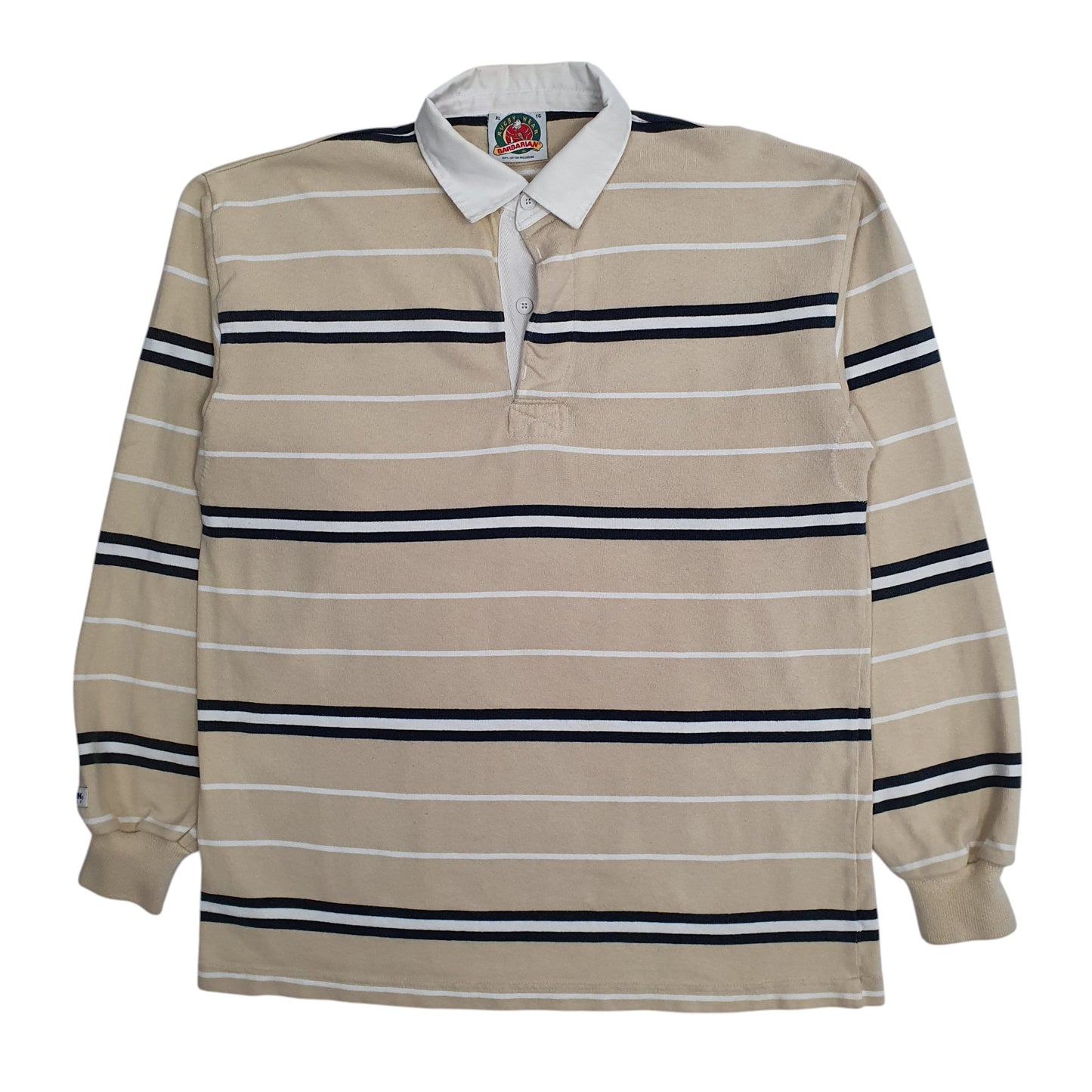 Mens Beige Barbarian Rugby Long Sleeve Polo Shirt