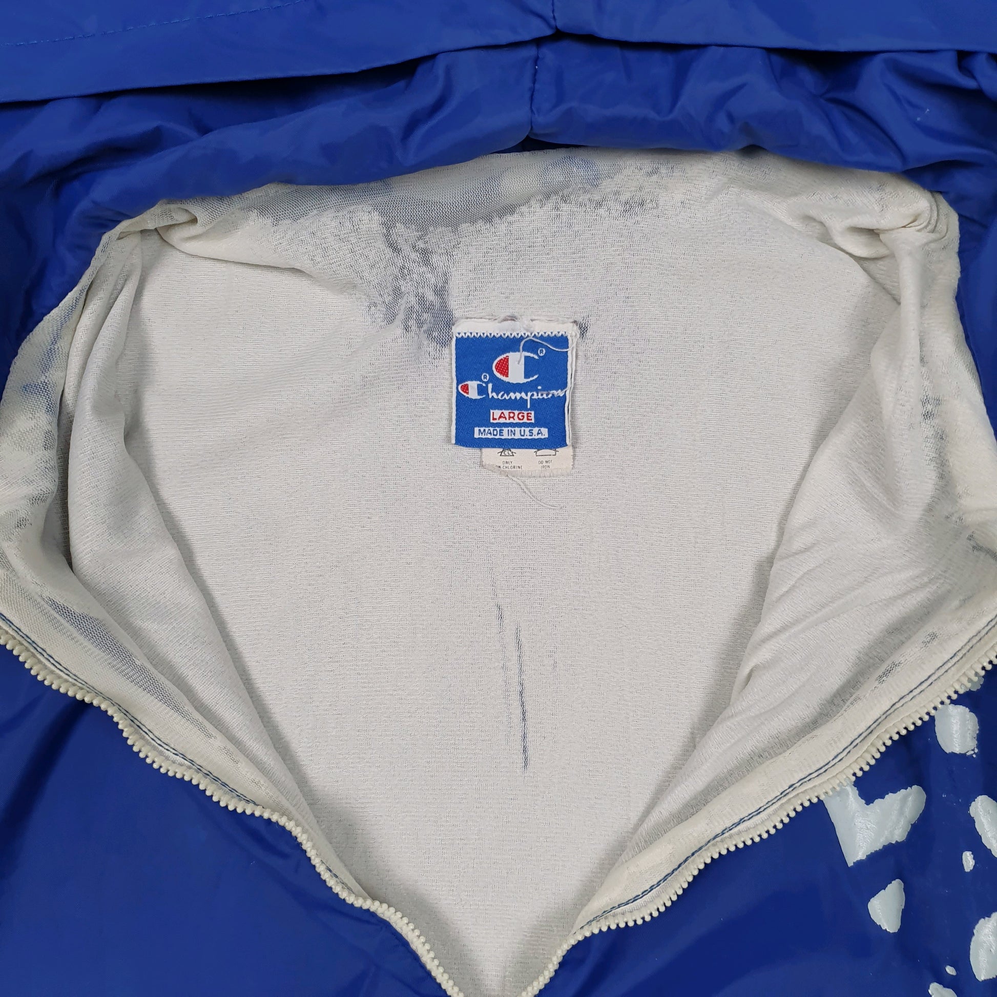 Mens Blue Champion Vintage 1980s Washington & Lee University Full Zip Coat