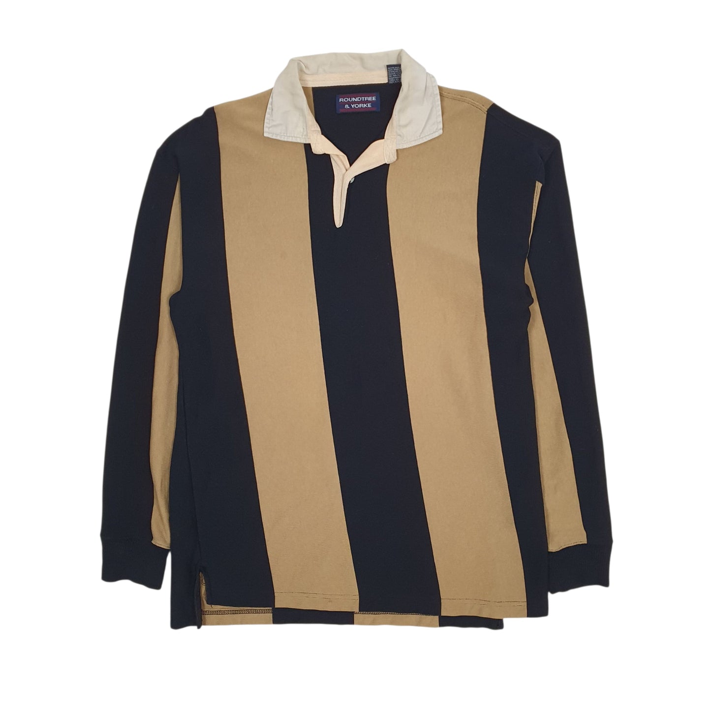 Mens Beige Roundtree & York Rugby Long Sleeve Polo Shirt