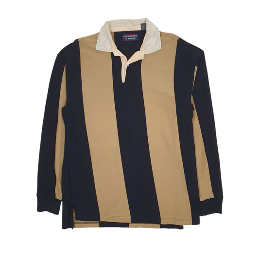 Mens Beige Roundtree & York Rugby Long Sleeve Polo Shirt