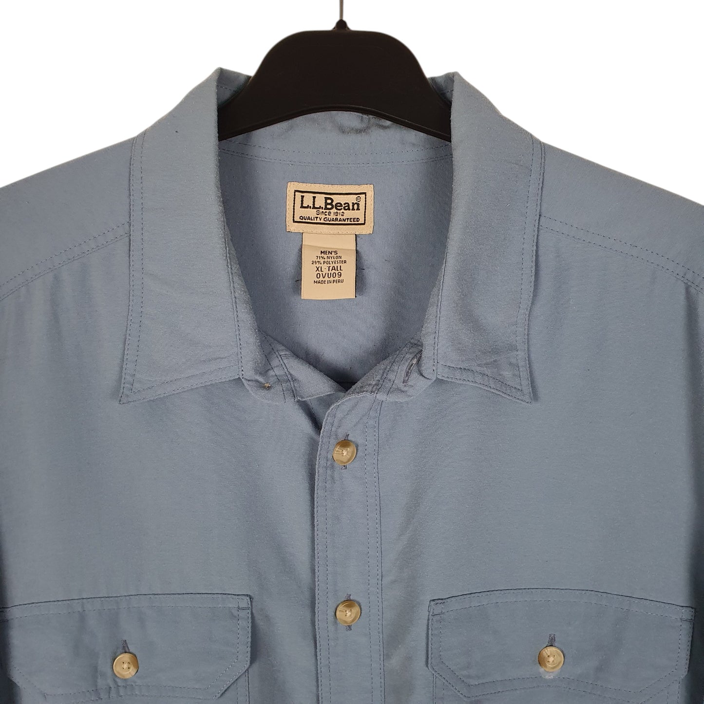 Mens Blue L.L.Bean Hiking Walking  Shirt