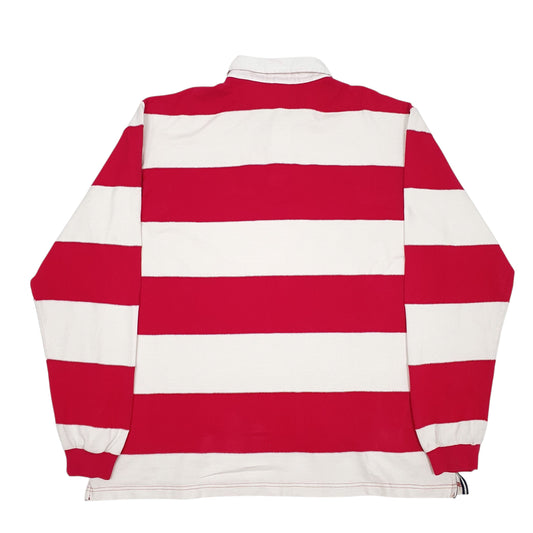 Mens White Lands End  V Neck Polo Shirt