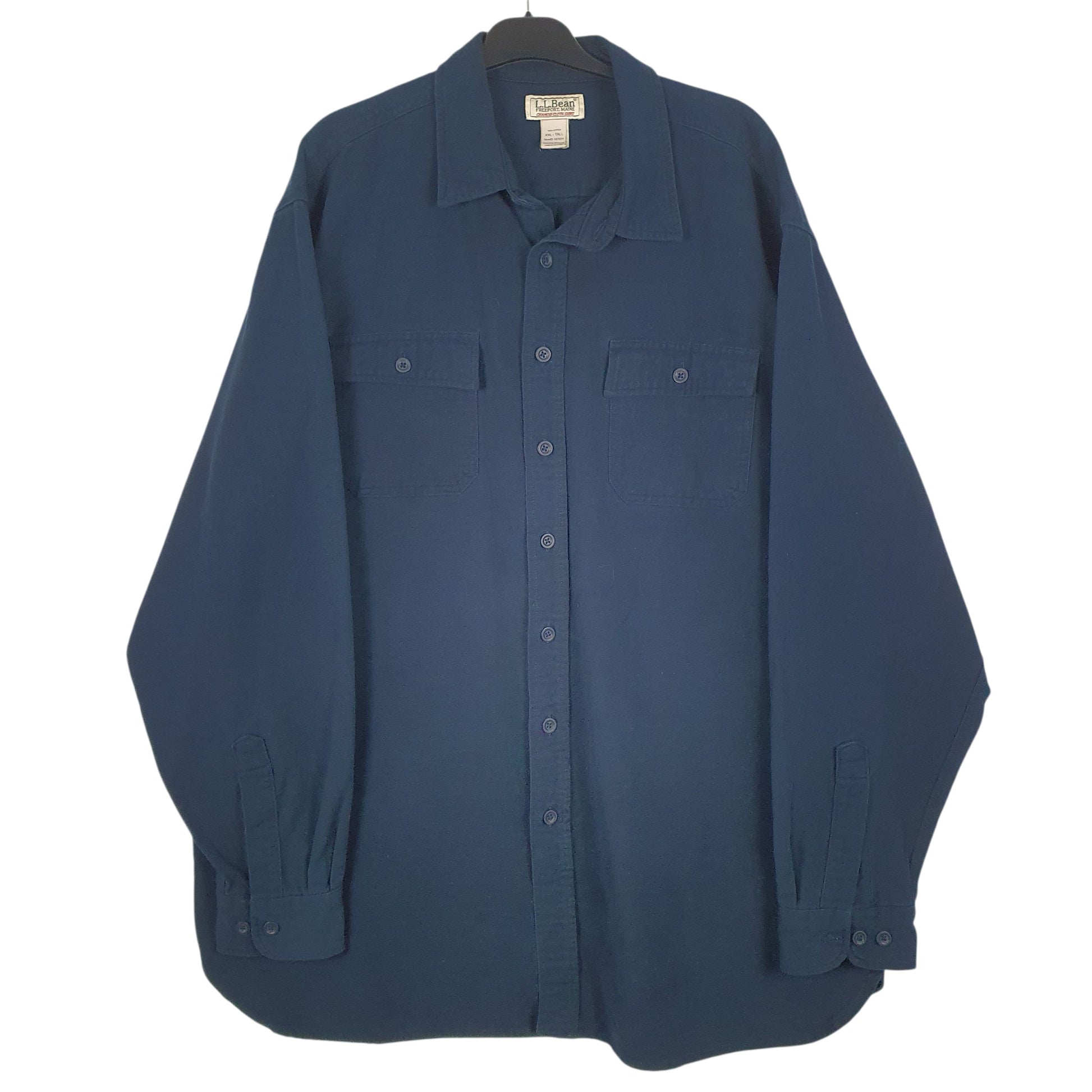 Mens Navy L.L.Bean Chamois Long Sleeve Shirt