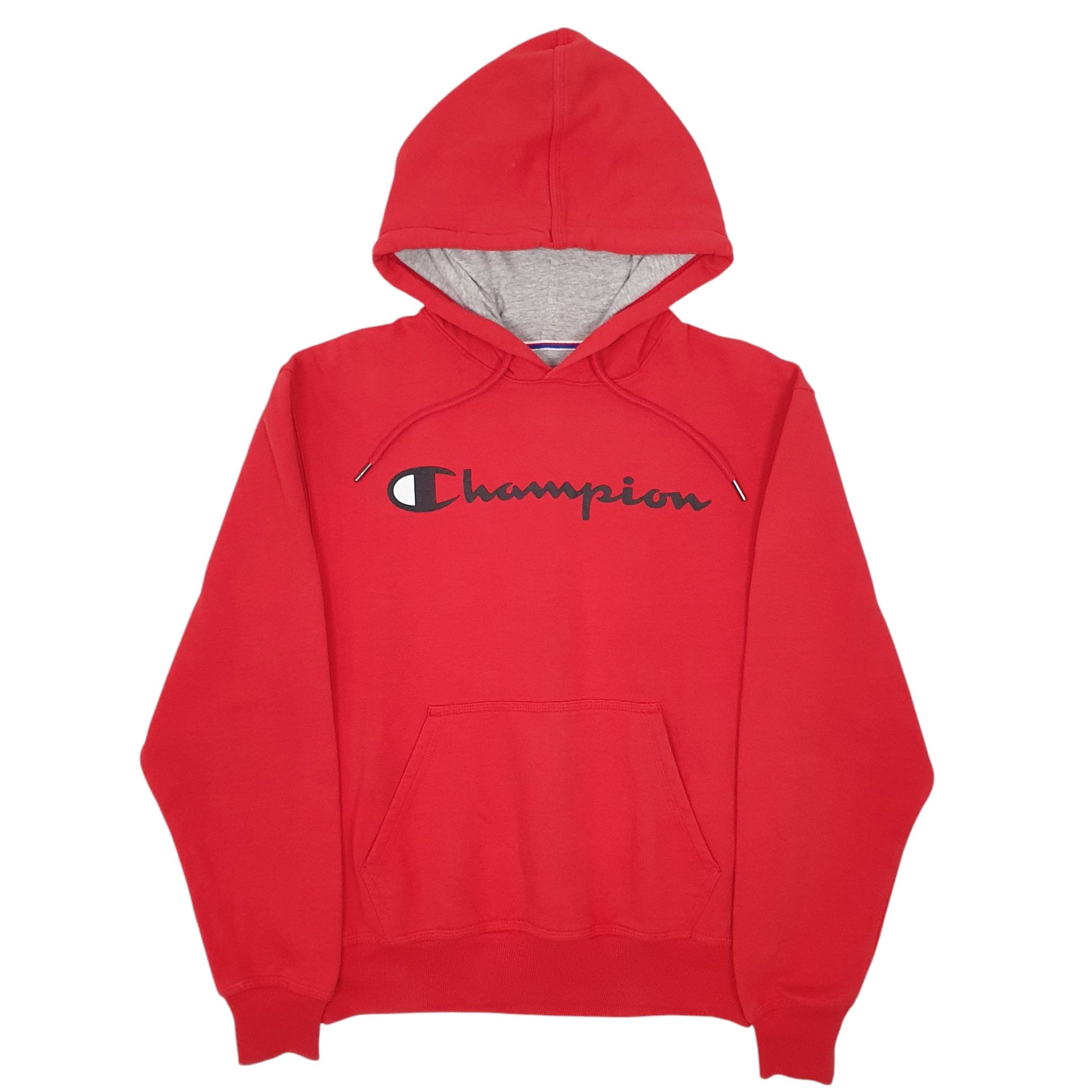 Mens Red Champion Spellout Hoodie Jumper