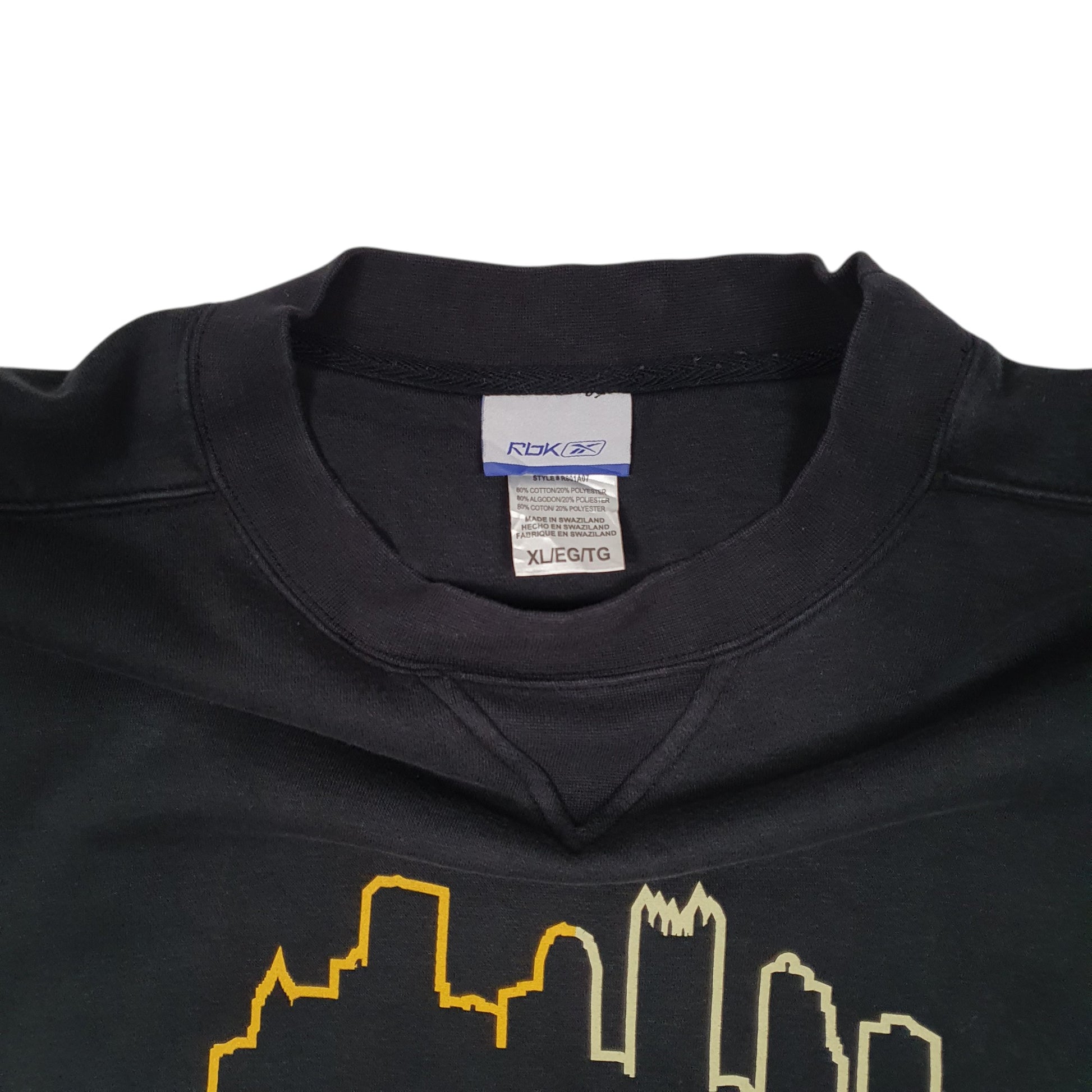 Mens Black Reebok Pittsburgh Steelers Penguins NFL NHL Crewneck Jumper