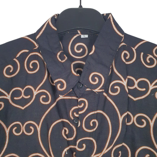 Mens Black Batik Ruzza   Shirt