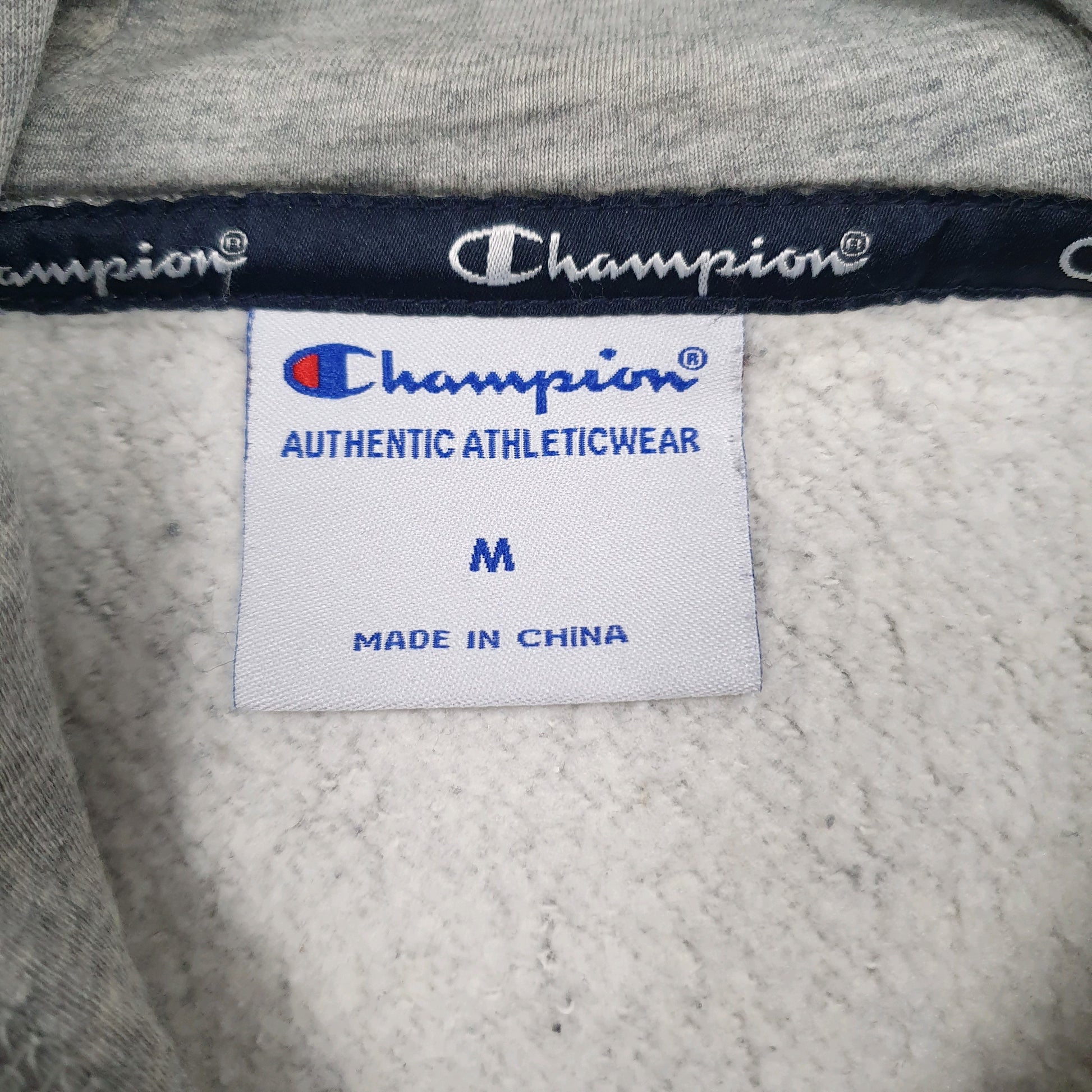 Mens Grey Champion Spellout Hoodie Jumper