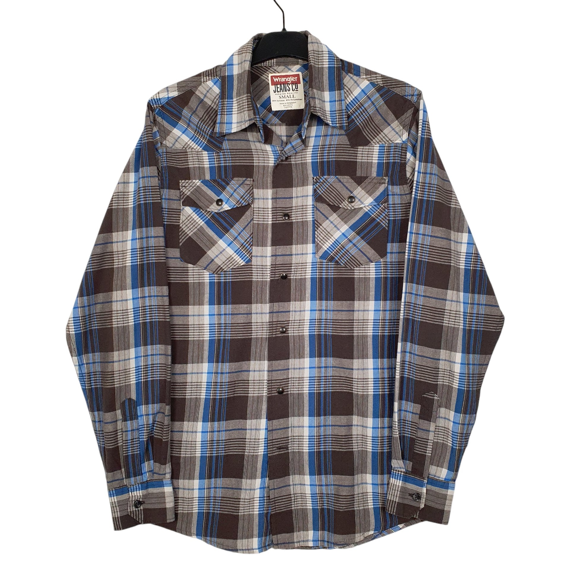 Mens Grey Wrangler Pearl Snap Rodeo Long Sleeve Shirt