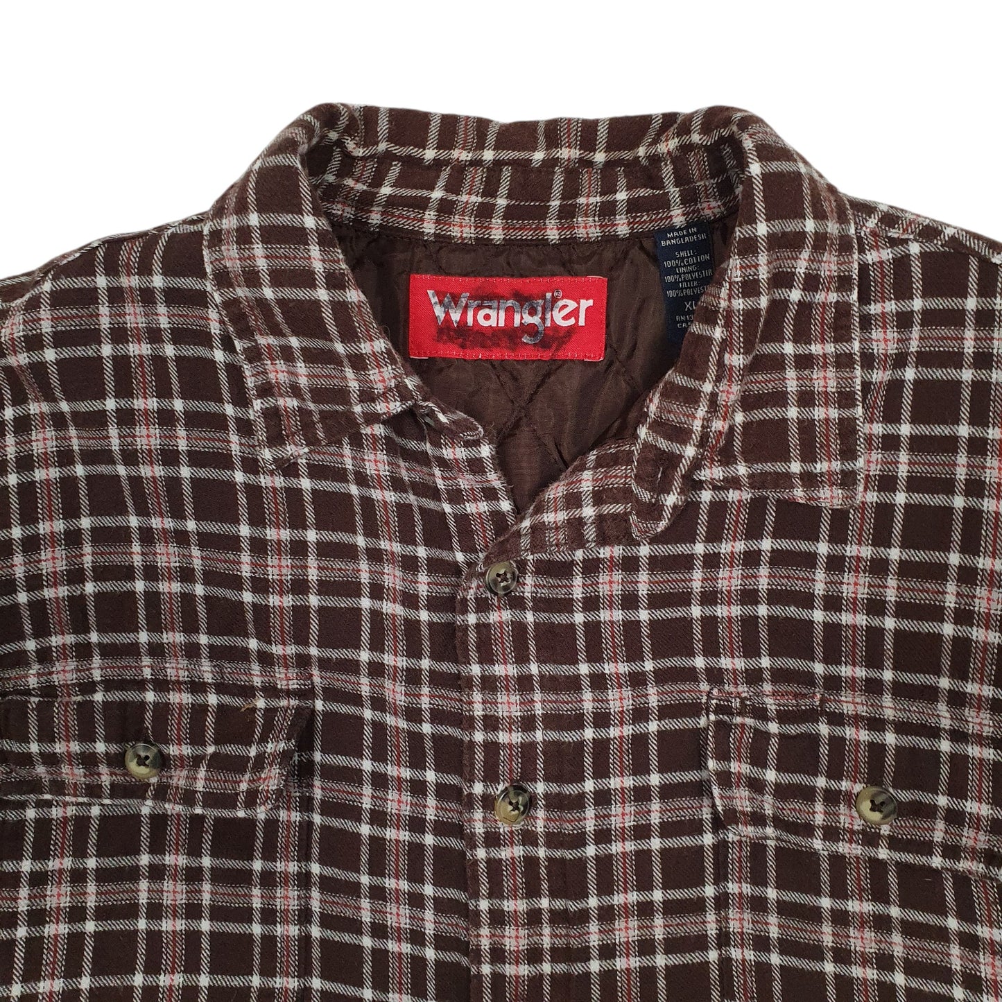 Mens Brown Wrangler Quilt Lined Hoodie Coat