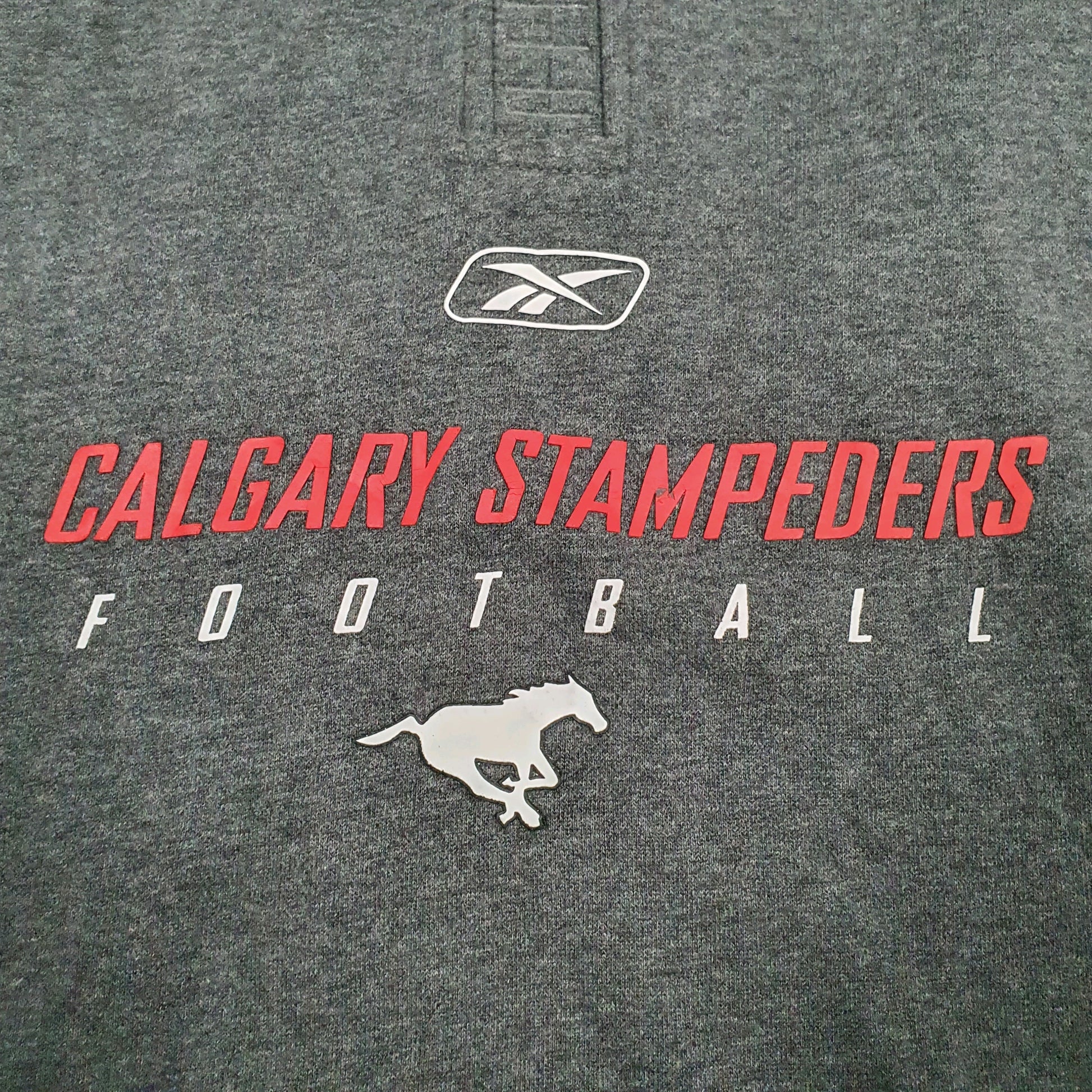 Mens Grey Reebok Baggy Calgary Stampedes Football Hoodie Jumper