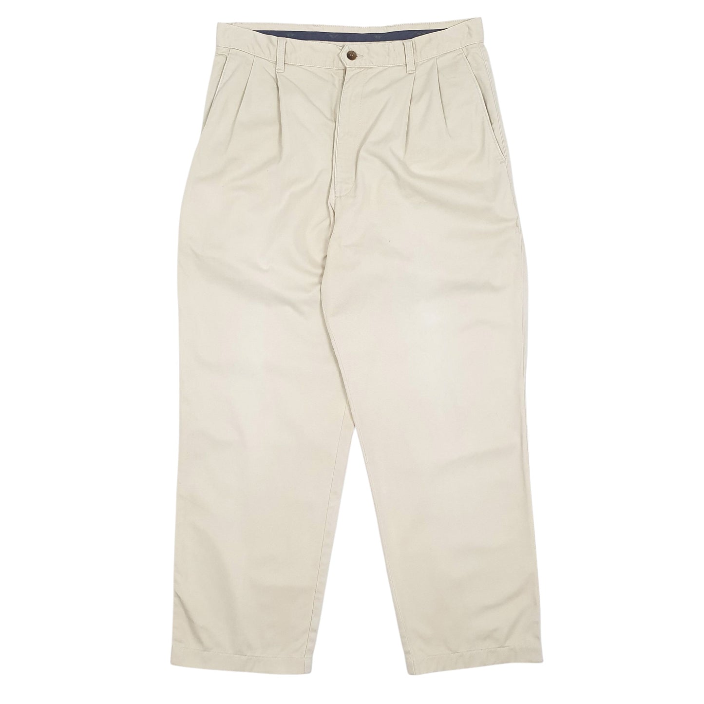 Mens Cream Dockers Pleated Chino Trousers