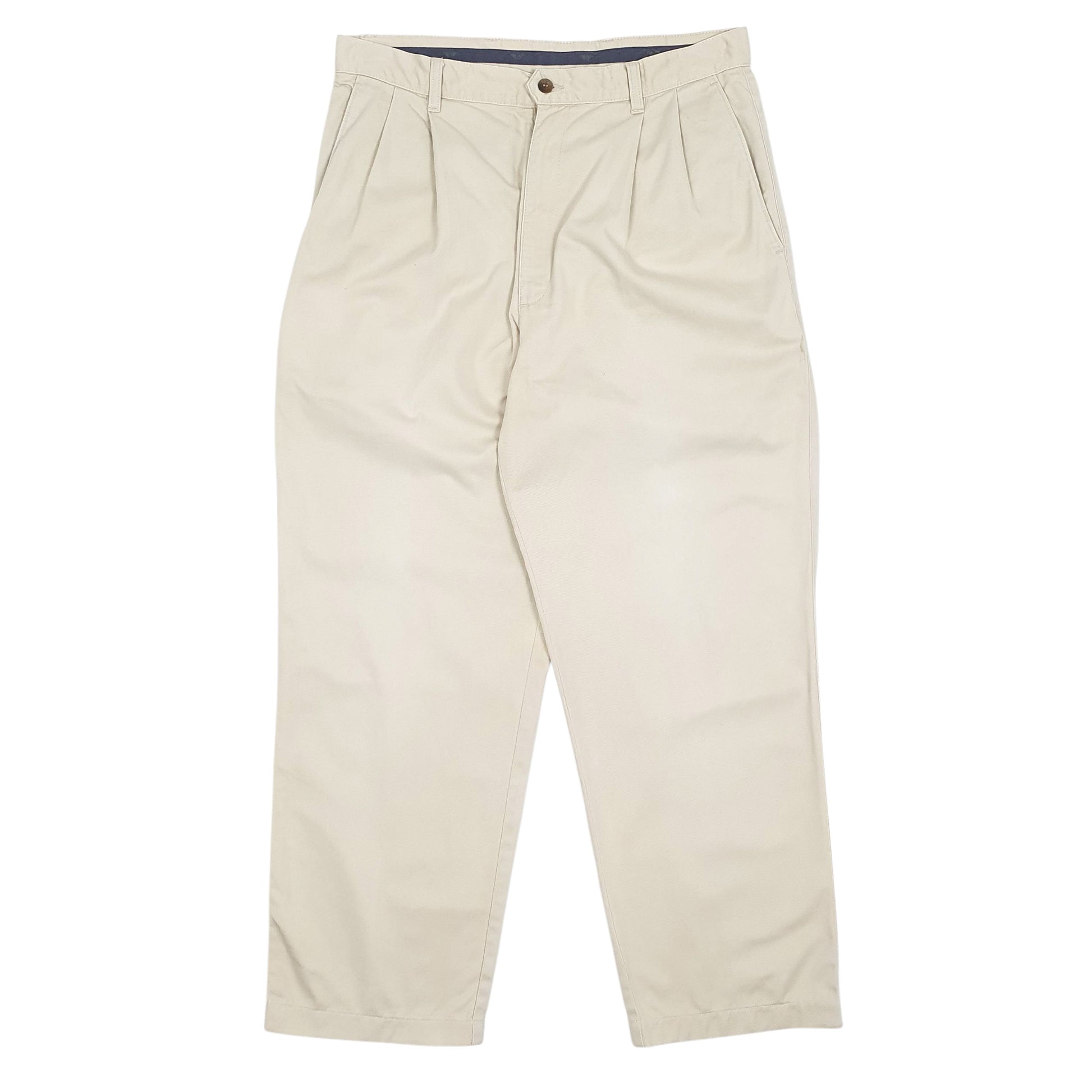 Mens Cream Dockers Pleated Chino Trousers