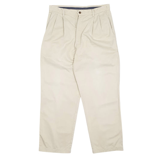 Mens Cream Dockers Pleated Chino Trousers