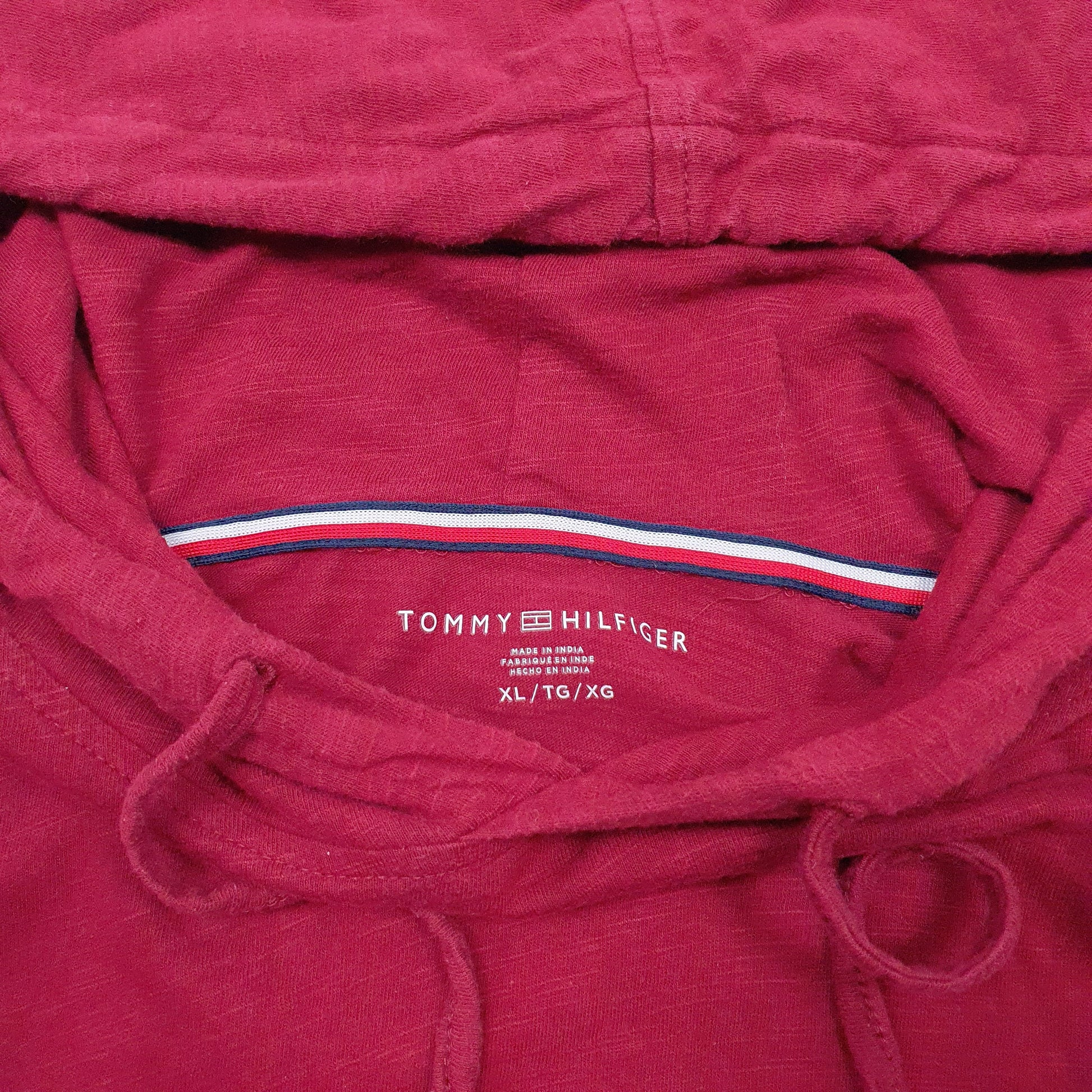 Mens Burgundy Tommy Hilfiger Lightweight Hoodie Jumper