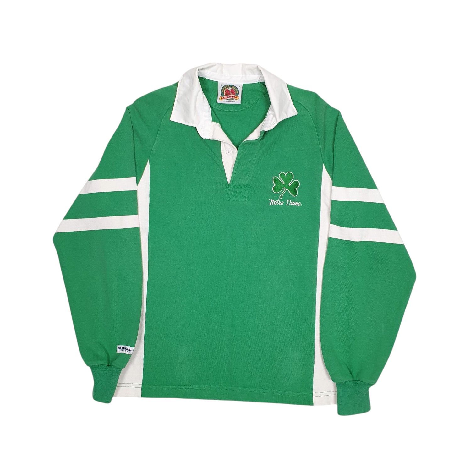 Mens Green Barbarian Rugby Notre Dame Long Sleeve Polo Shirt