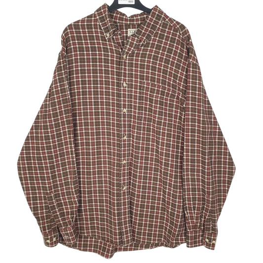 Mens Khaki L.L.Bean Flannel Long Sleeve Shirt