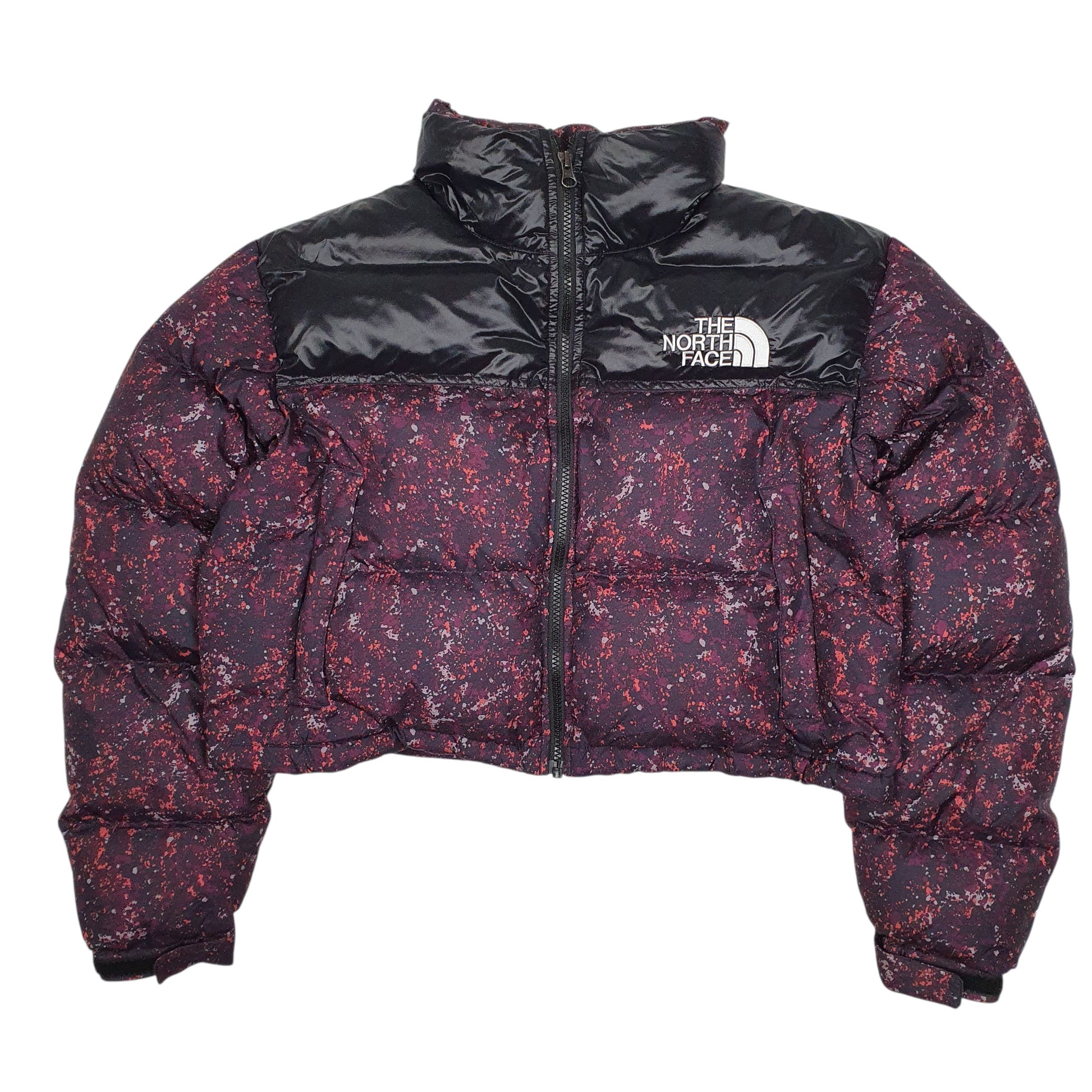 Womens Black The North Face Nuptse Retro 1996 Cropped Hoodie Coat