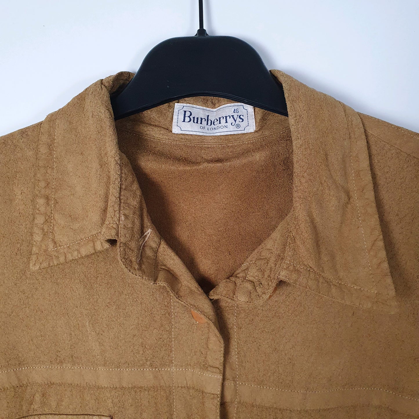 Mens Tan Burberry Vintage 90s Suede  Shirt