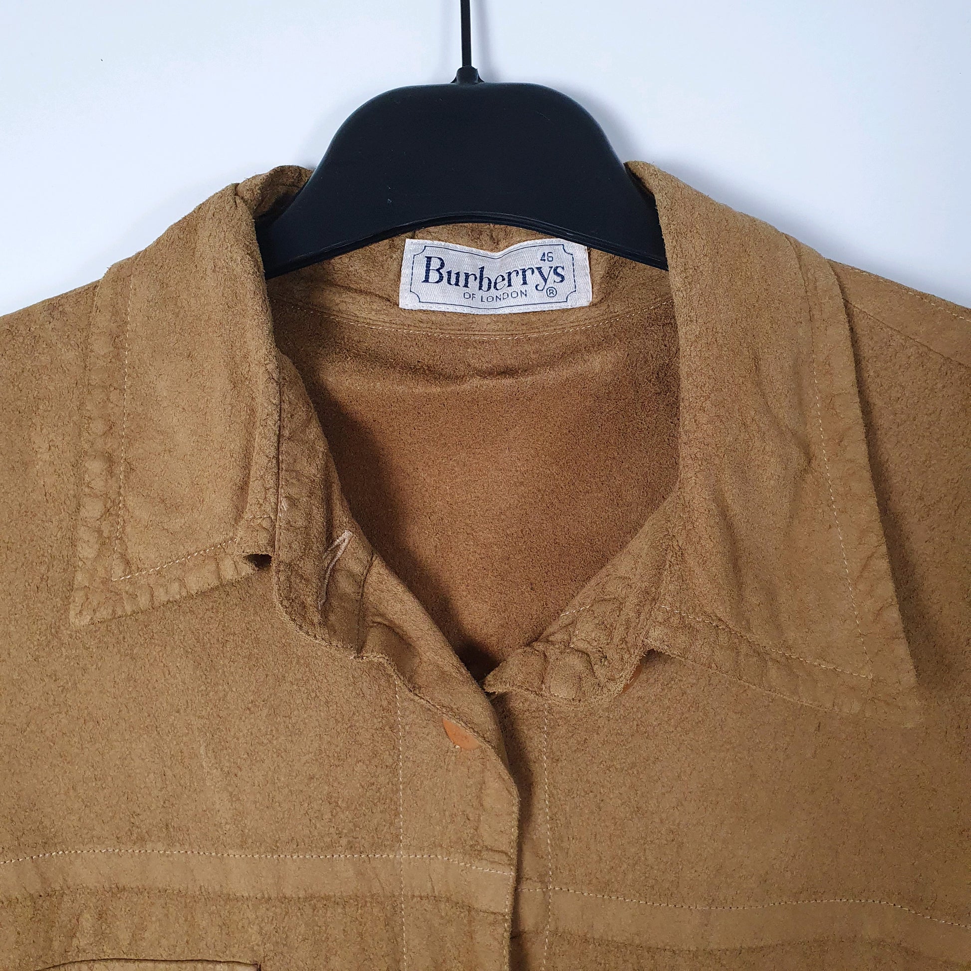 Mens Tan Burberry Vintage 90s Suede  Shirt