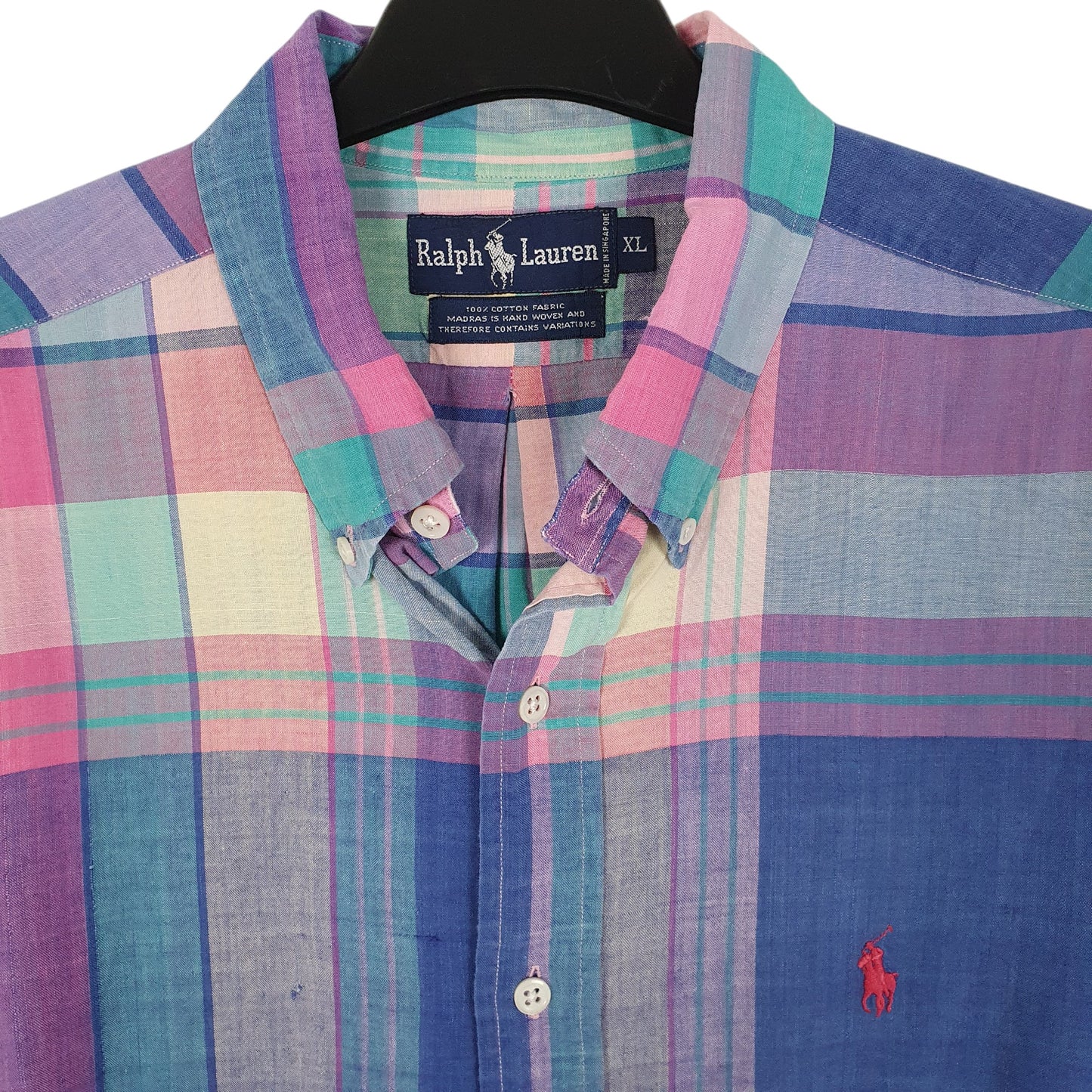 Mens Blue Ralph Lauren Madras  Shirt