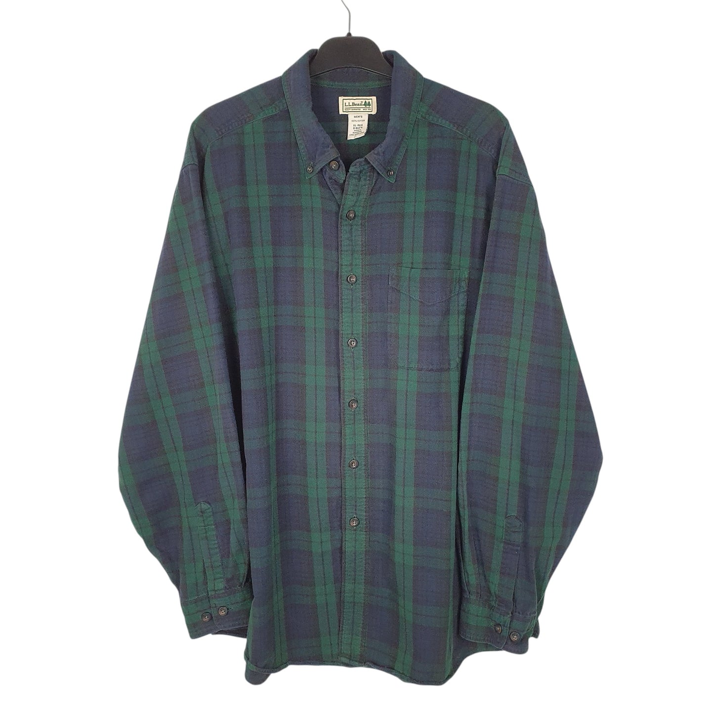 Mens Navy L.L.Bean Thick Flannel Long Sleeve Shirt