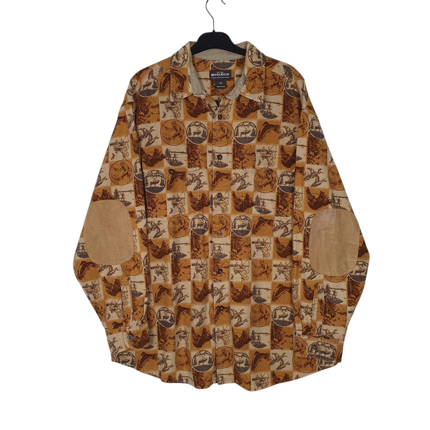 Mens Brown Woolrich Wildlife Long Sleeve Shirt