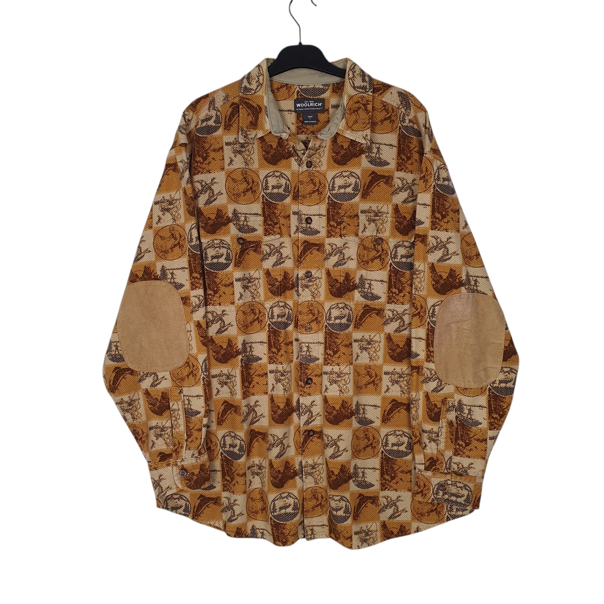 Mens Brown Woolrich Wildlife Long Sleeve Shirt