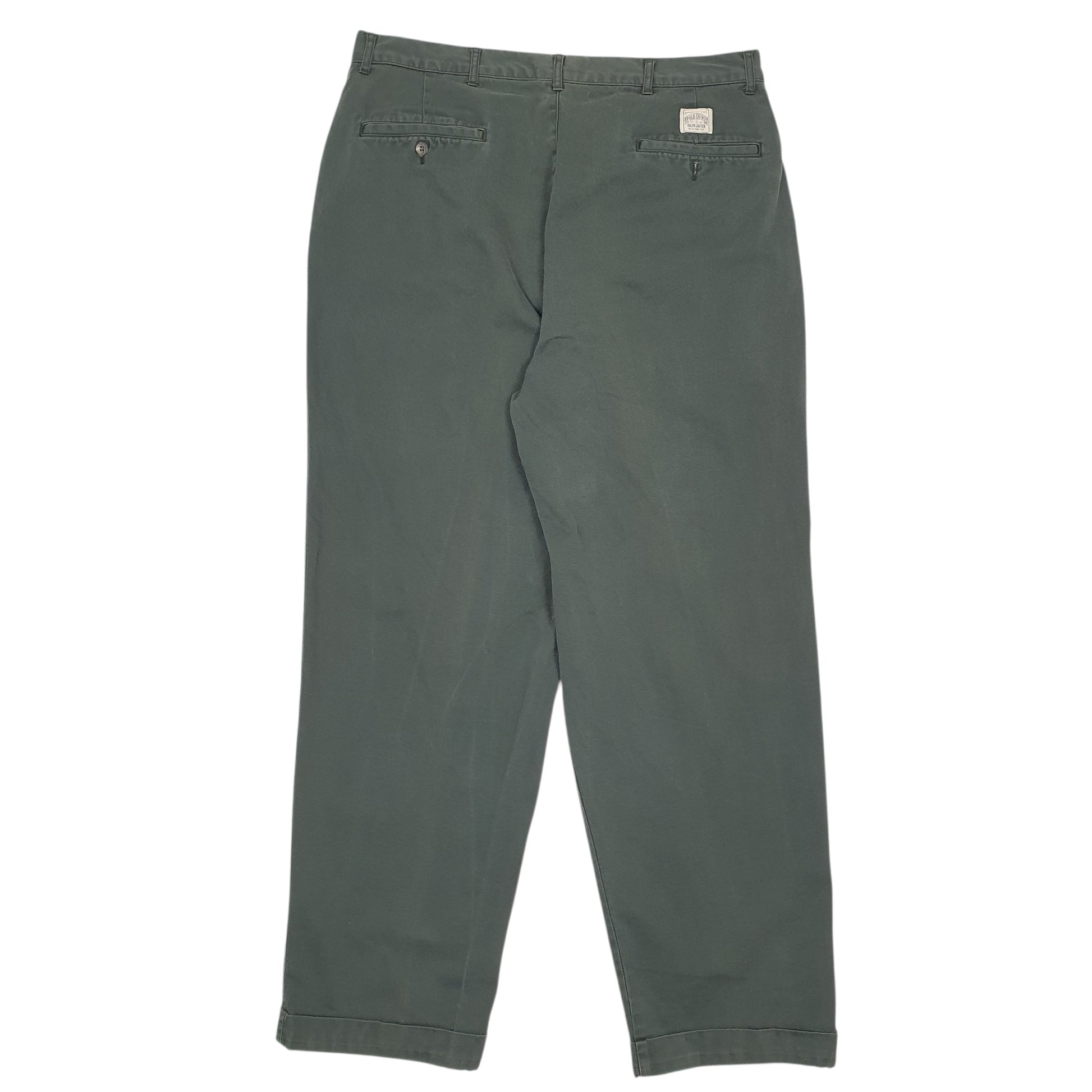 Mens Grey Polo Ralph Lauren Vintage 90s Pleated Quarter Zip Trousers