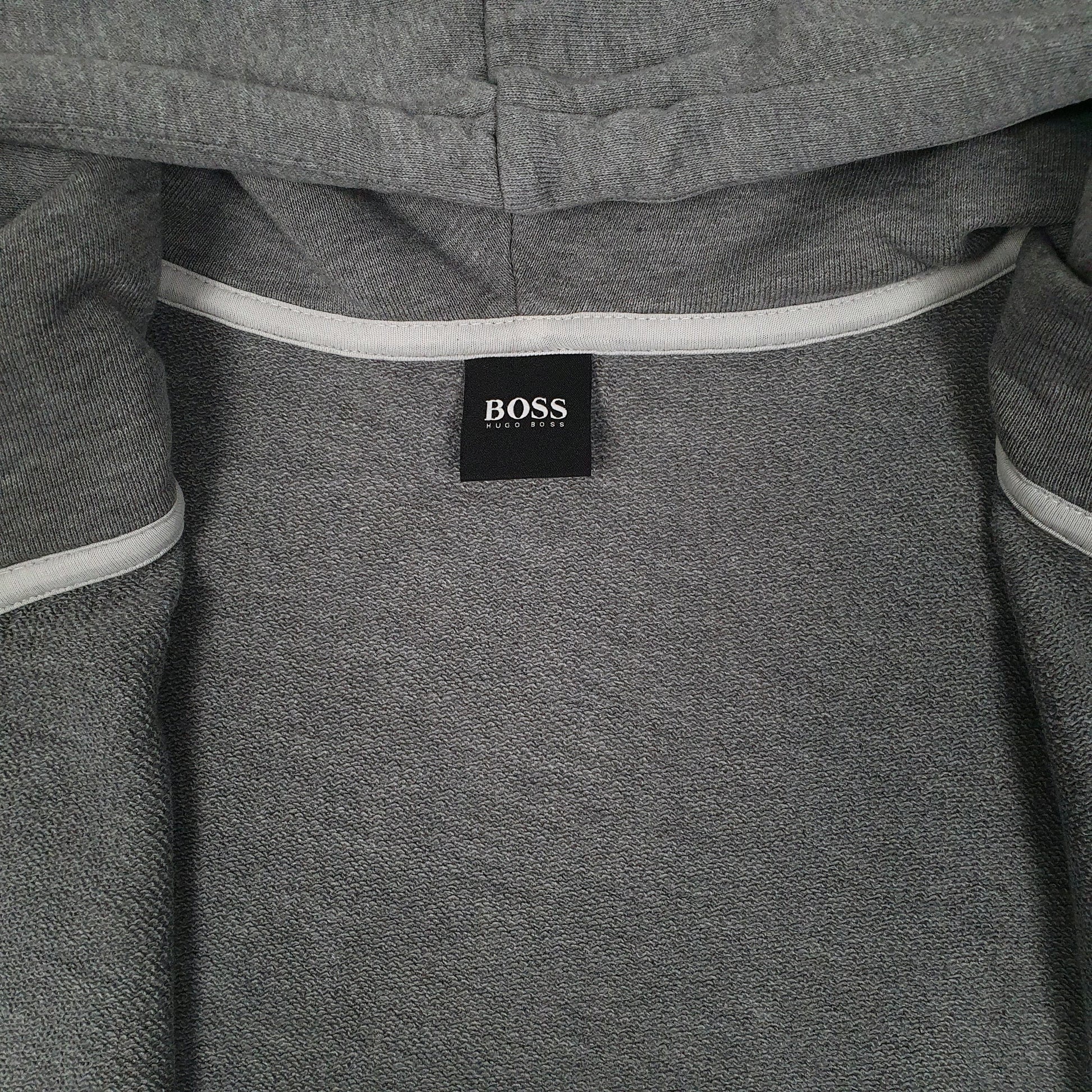 Mens Grey Hugo Boss Hoodie Full Zip Jumper