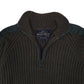 Mens Green Nautica Military Ribbed Cable Knit Quarter Zip Jumper