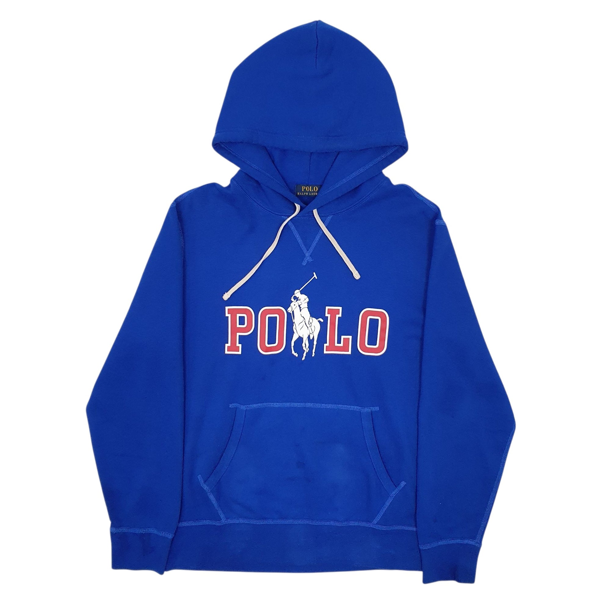 Mens Blue Polo Ralph Lauren Spellout Hoodie Jumper