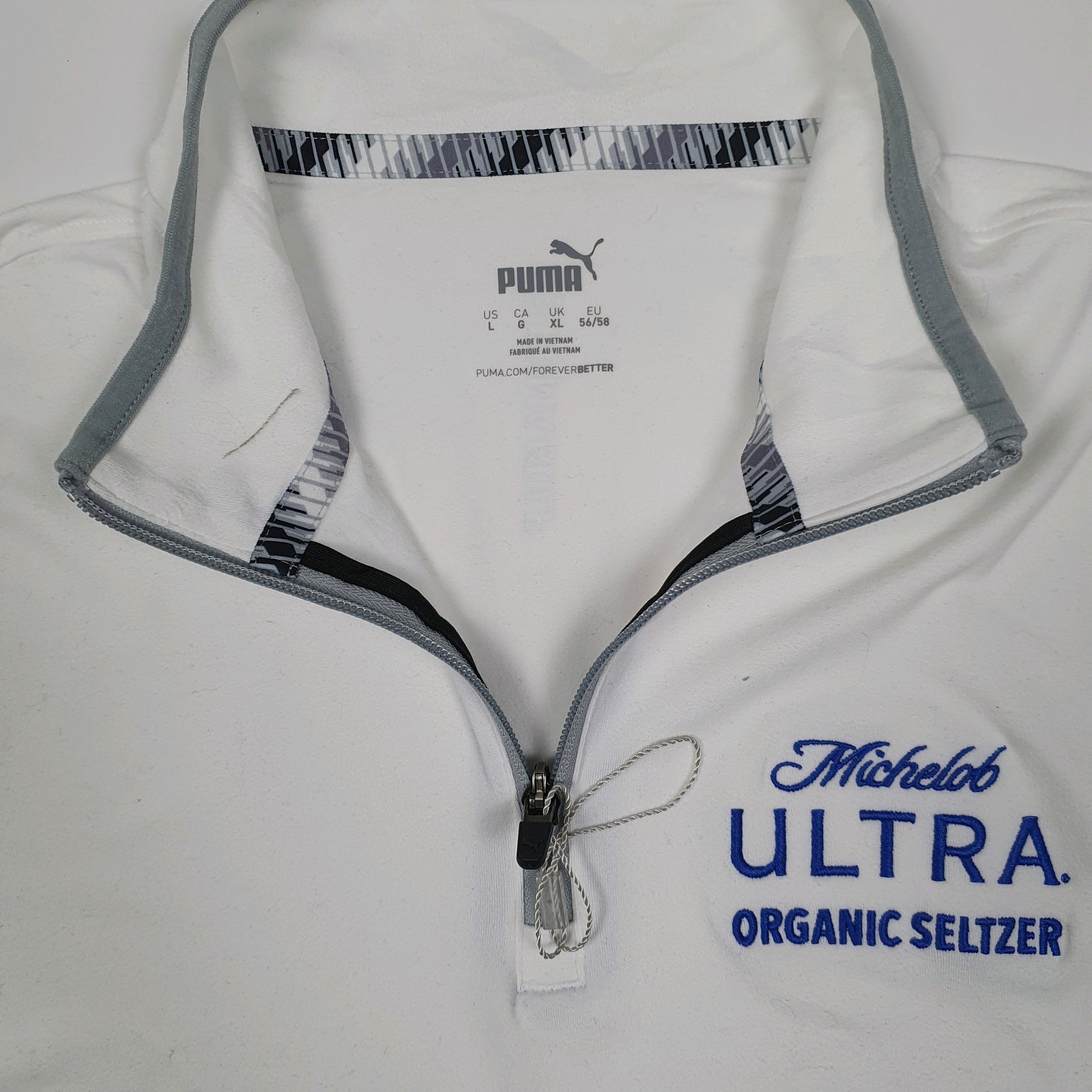 Mens White Puma Golf Quarter Zip Jumper