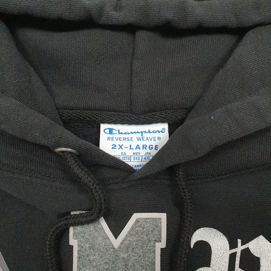 Womens Black Champion Reverse Weave Croptop Spellout Hoodie Jumper