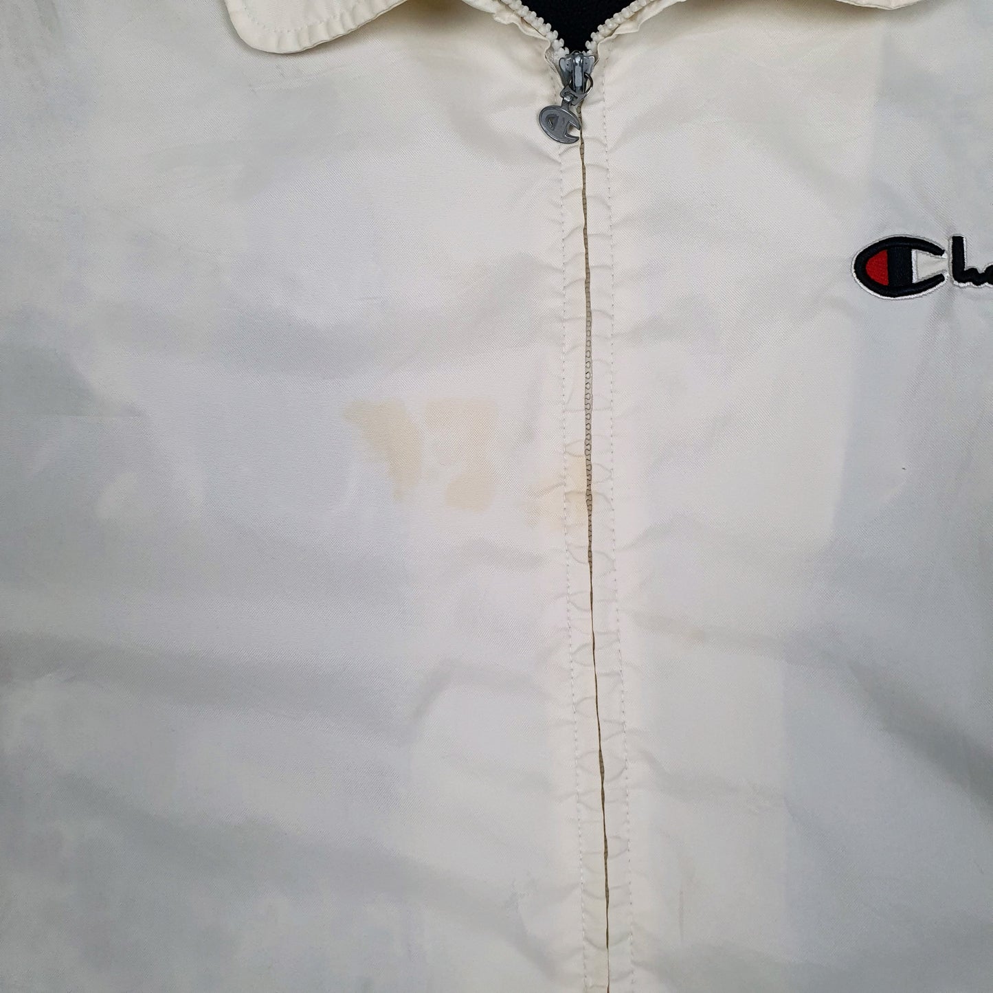Mens White Champion Fleece Lined V Neck Coat