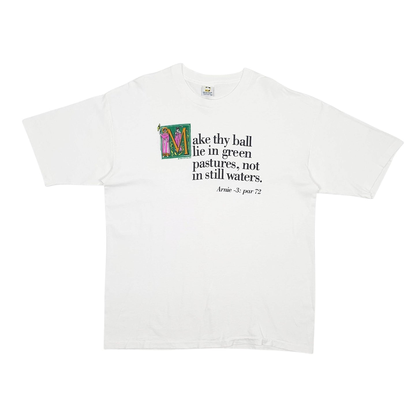 Mens White High Cotton Single Stitch Vintage 90s Short Sleeve T Shirt