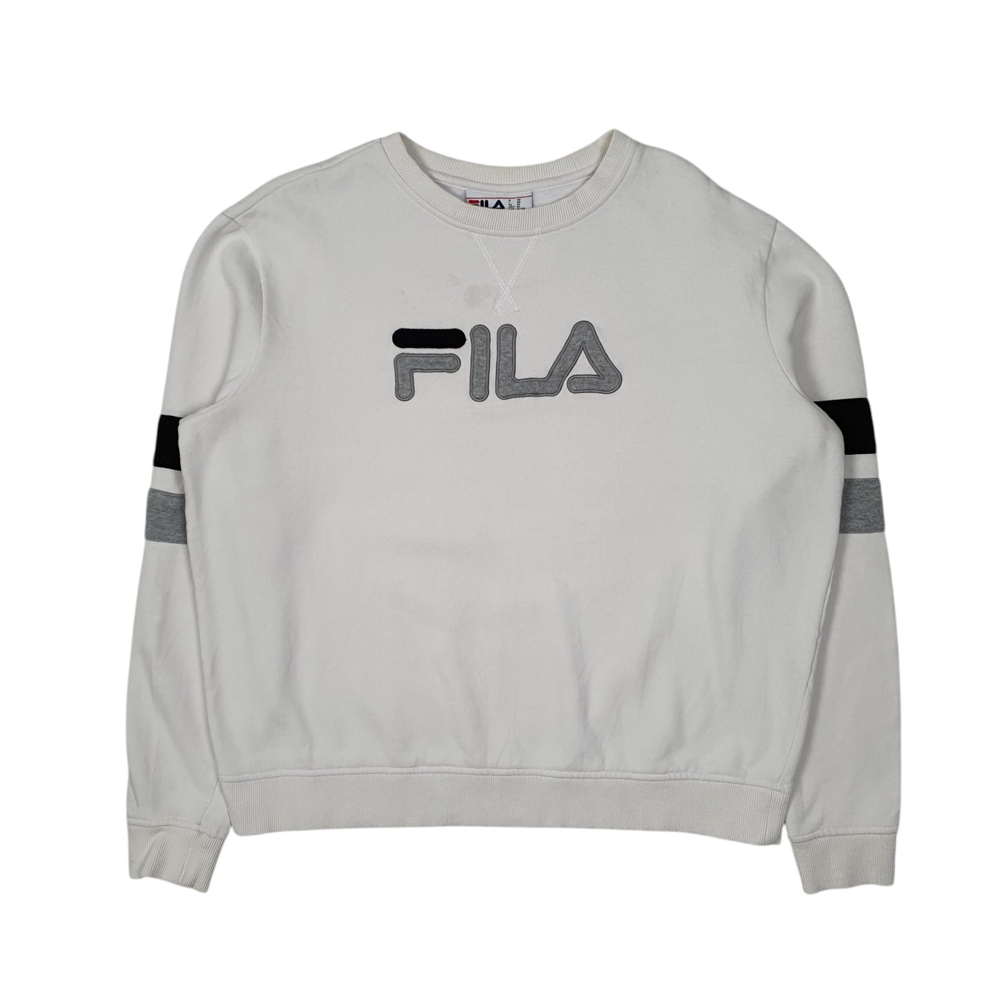 Womens White Fila  Crewneck Jumper