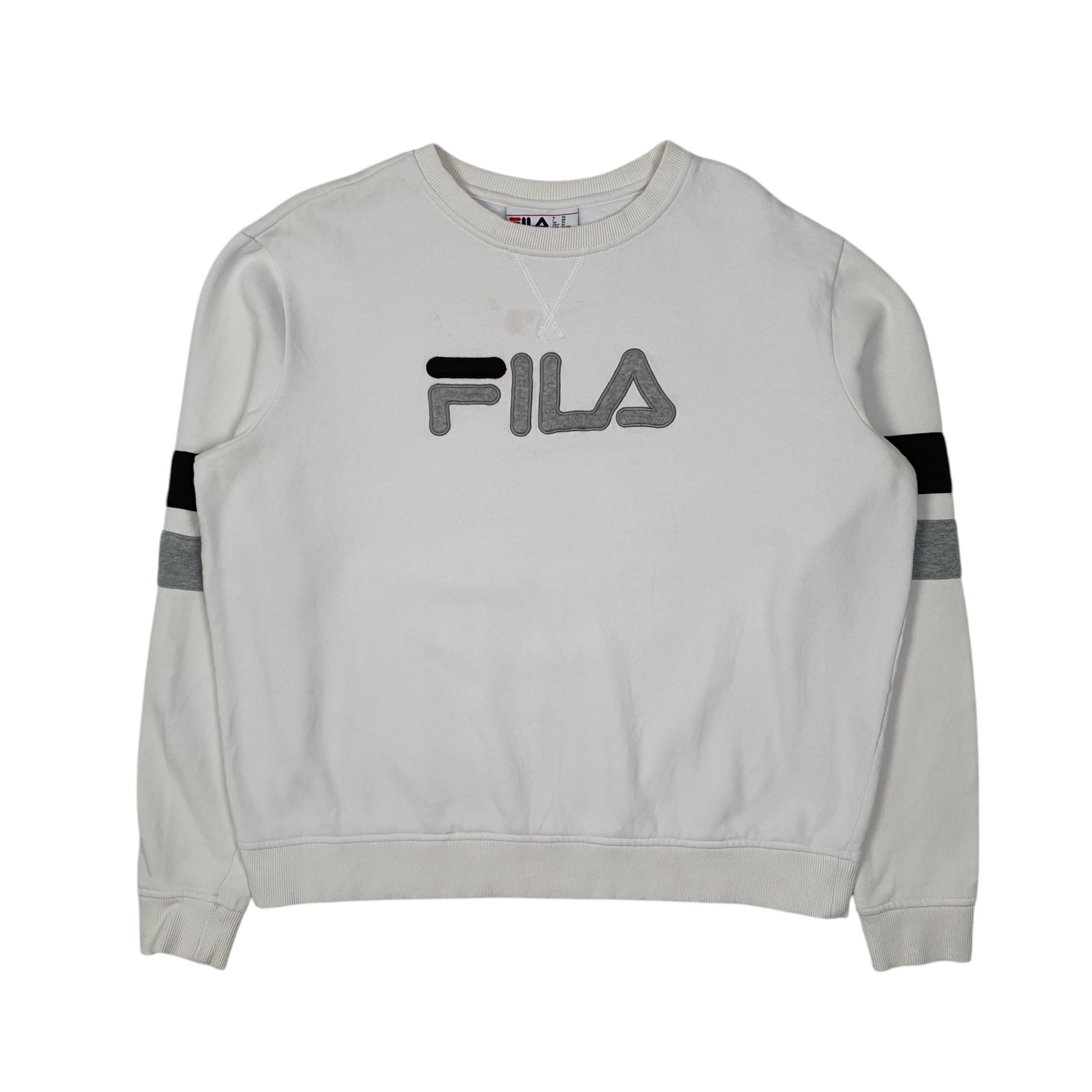 Womens White Fila  Crewneck Jumper