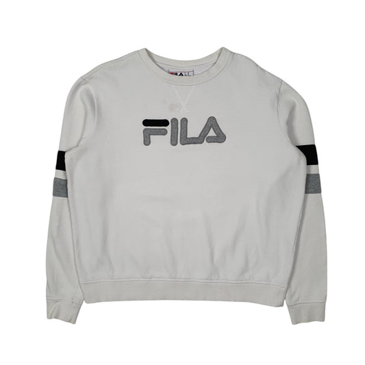 Womens White Fila  Crewneck Jumper