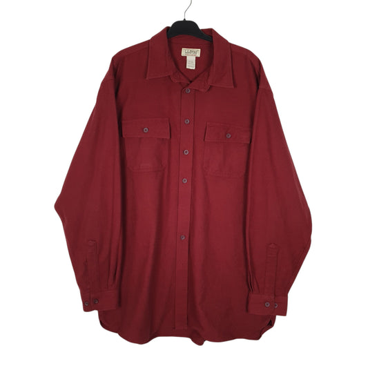 Mens Burgundy L.L.Bean Thick Chamois Tall Long Sleeve Shirt