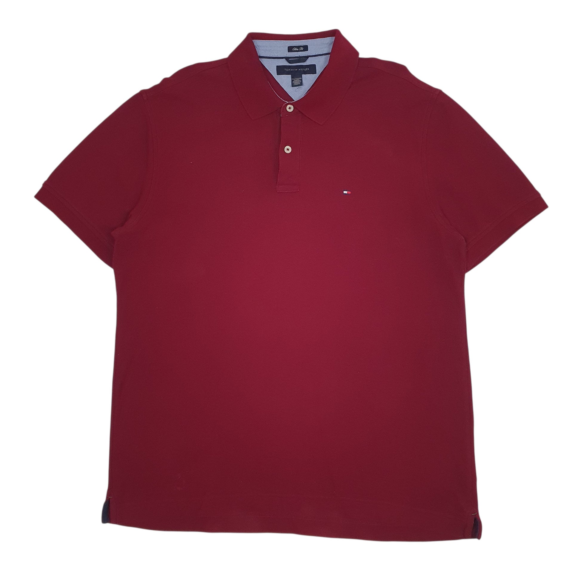 Mens Burgundy Tommy Hilfiger  Short Sleeve Polo Shirt