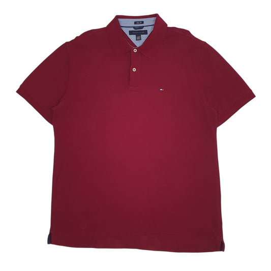 Mens Burgundy Tommy Hilfiger  Short Sleeve Polo Shirt