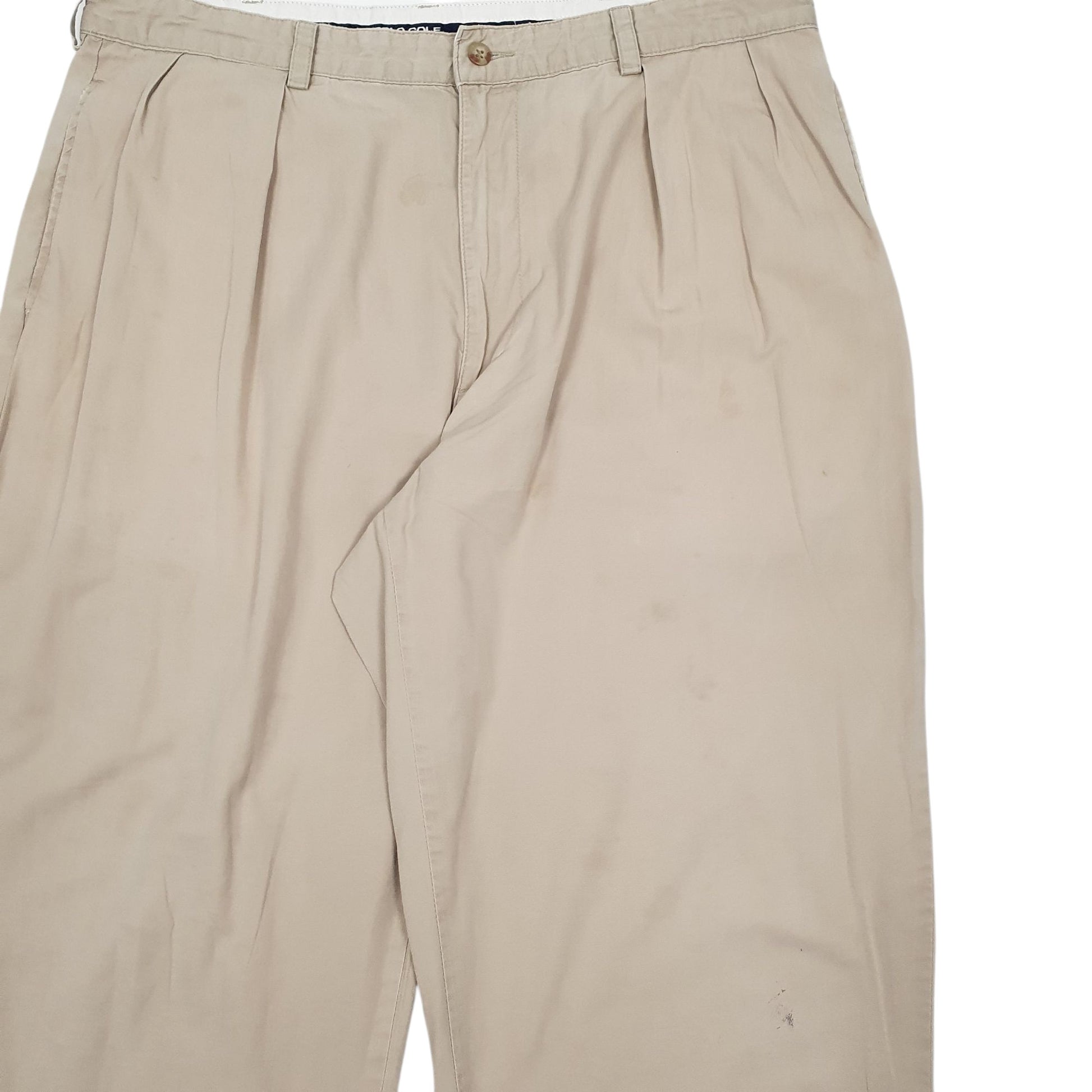 Mens Beige Polo Ralph Lauren Golf Vintage Pleated  Trousers