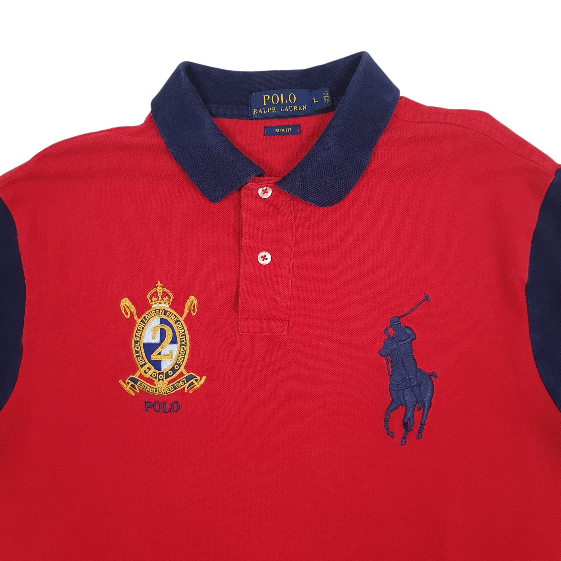 Mens Red Polo Ralph Lauren Slim Fit  Polo Shirt