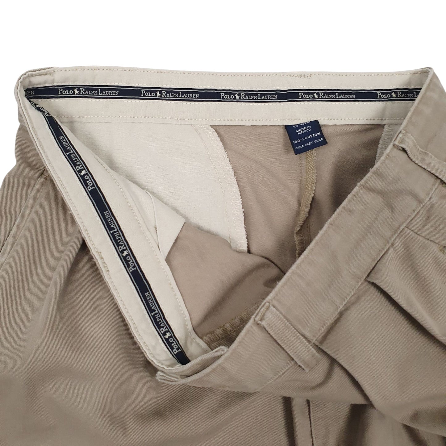 Mens Tan Polo Ralph Lauren Andrew Pant Pleated 90s  Trousers