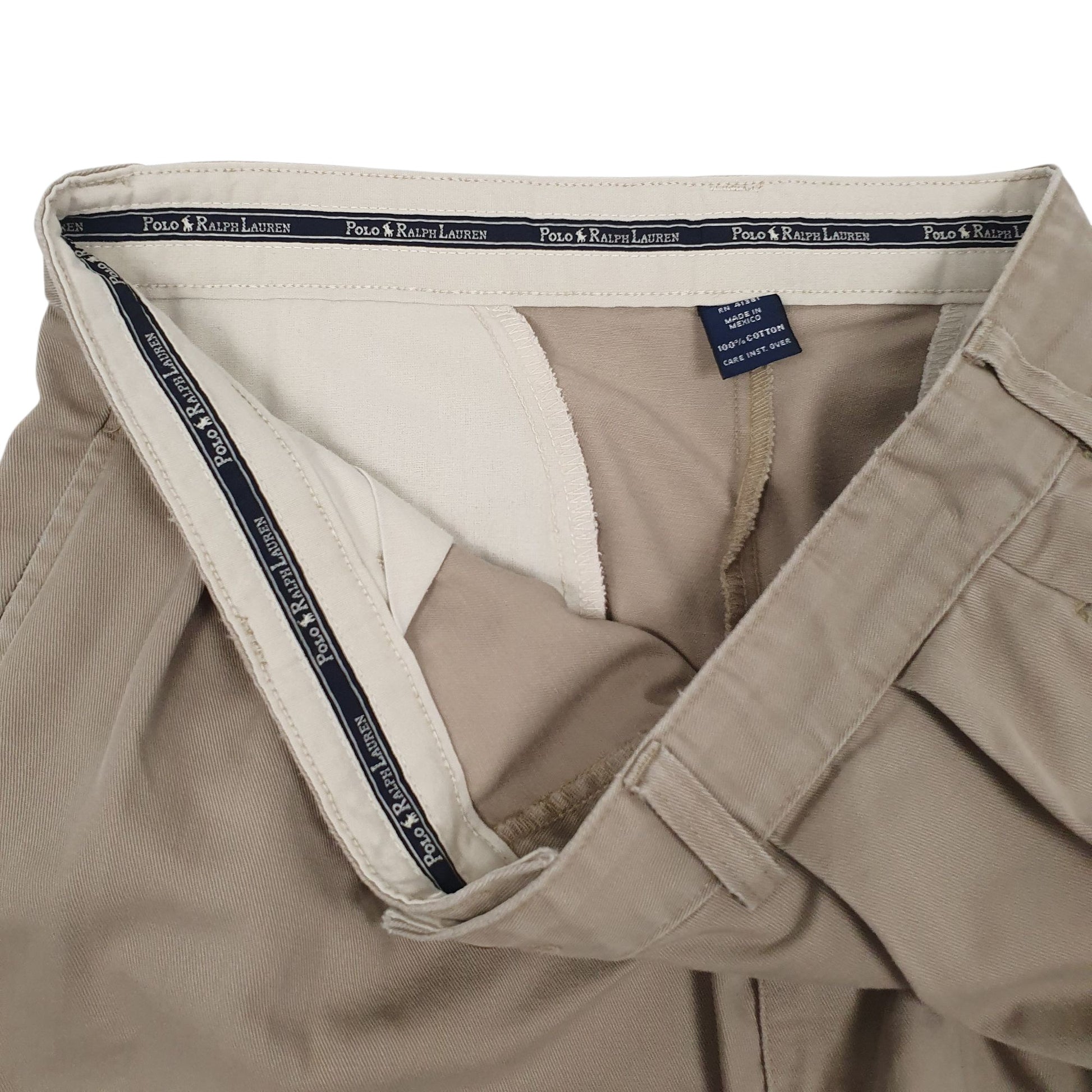 Mens Tan Polo Ralph Lauren Andrew Pant Pleated 90s  Trousers