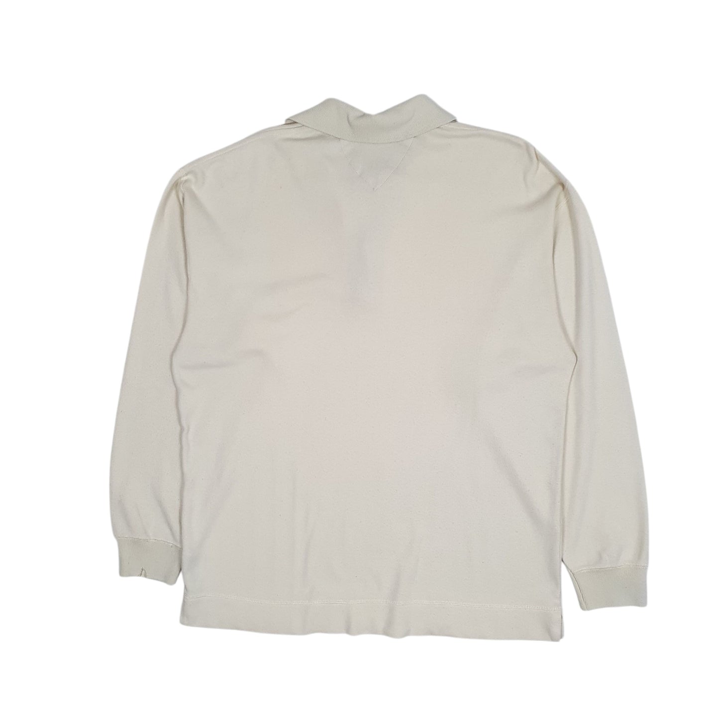 Mens Cream Tommy Hilfiger Vintage 90s Polo Shirt Crewneck Jumper