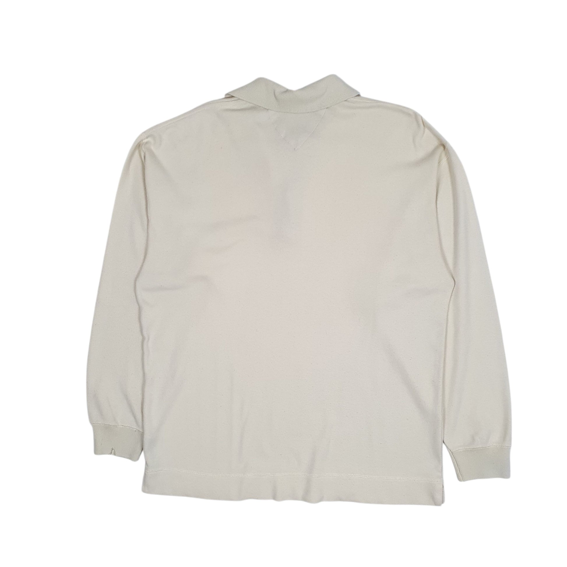 Mens Cream Tommy Hilfiger Vintage 90s Polo Shirt Crewneck Jumper