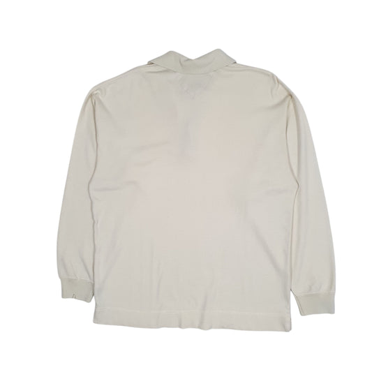 Mens Cream Tommy Hilfiger Vintage 90s Polo Shirt Crewneck Jumper