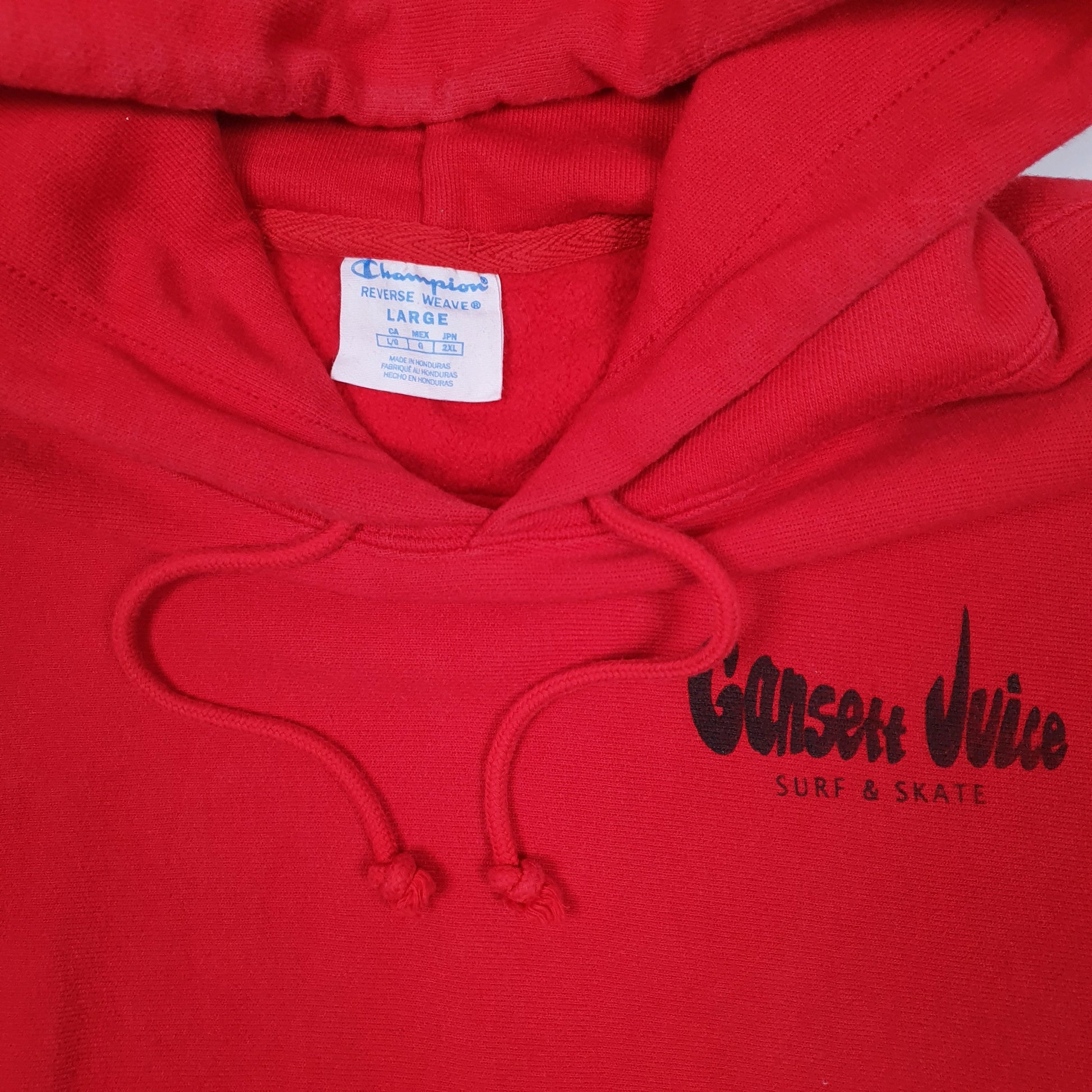 Mens Red Champion Reverse Weave Gansett Juice Skate Surf Shop Hoodie Jumper